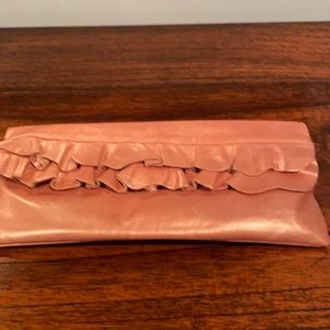 PinkGold leather clutch